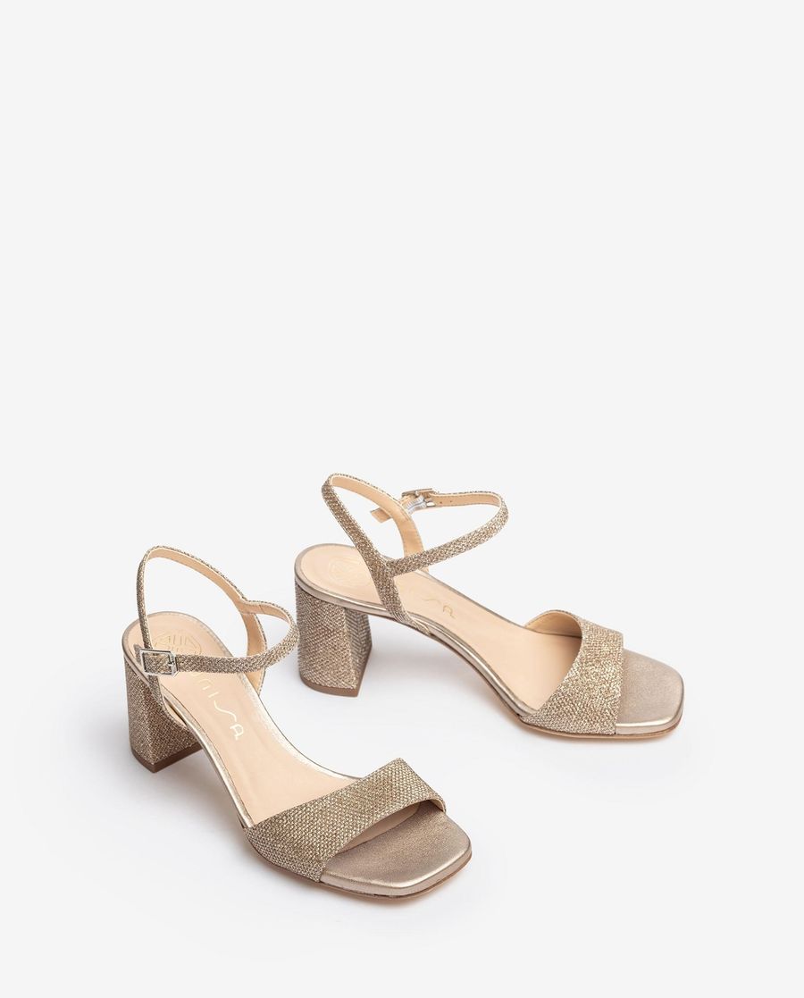 Sandales en tissu brillant Unisa pour femme - Bronze