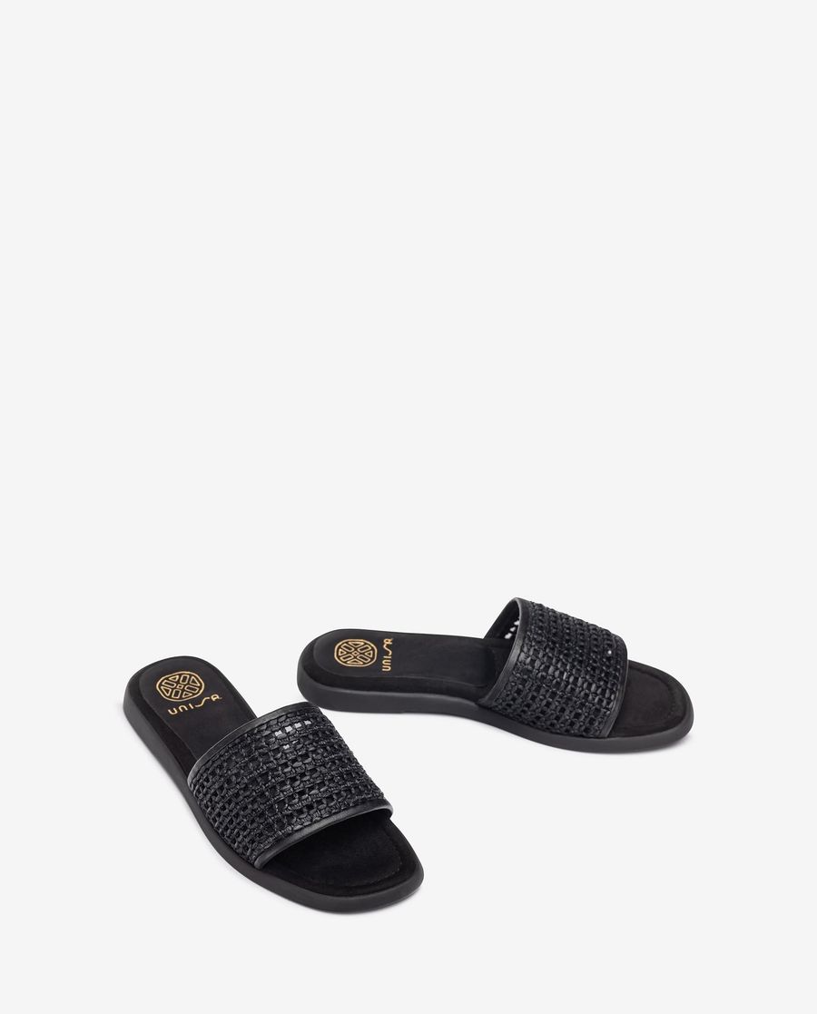 Sandales à tige en raphia Unisa pour femme - Noir