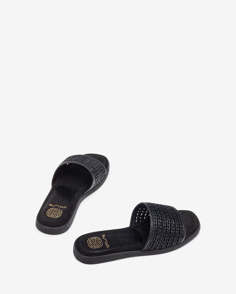 Sandales à tige en raphia Unisa pour femme - Noir