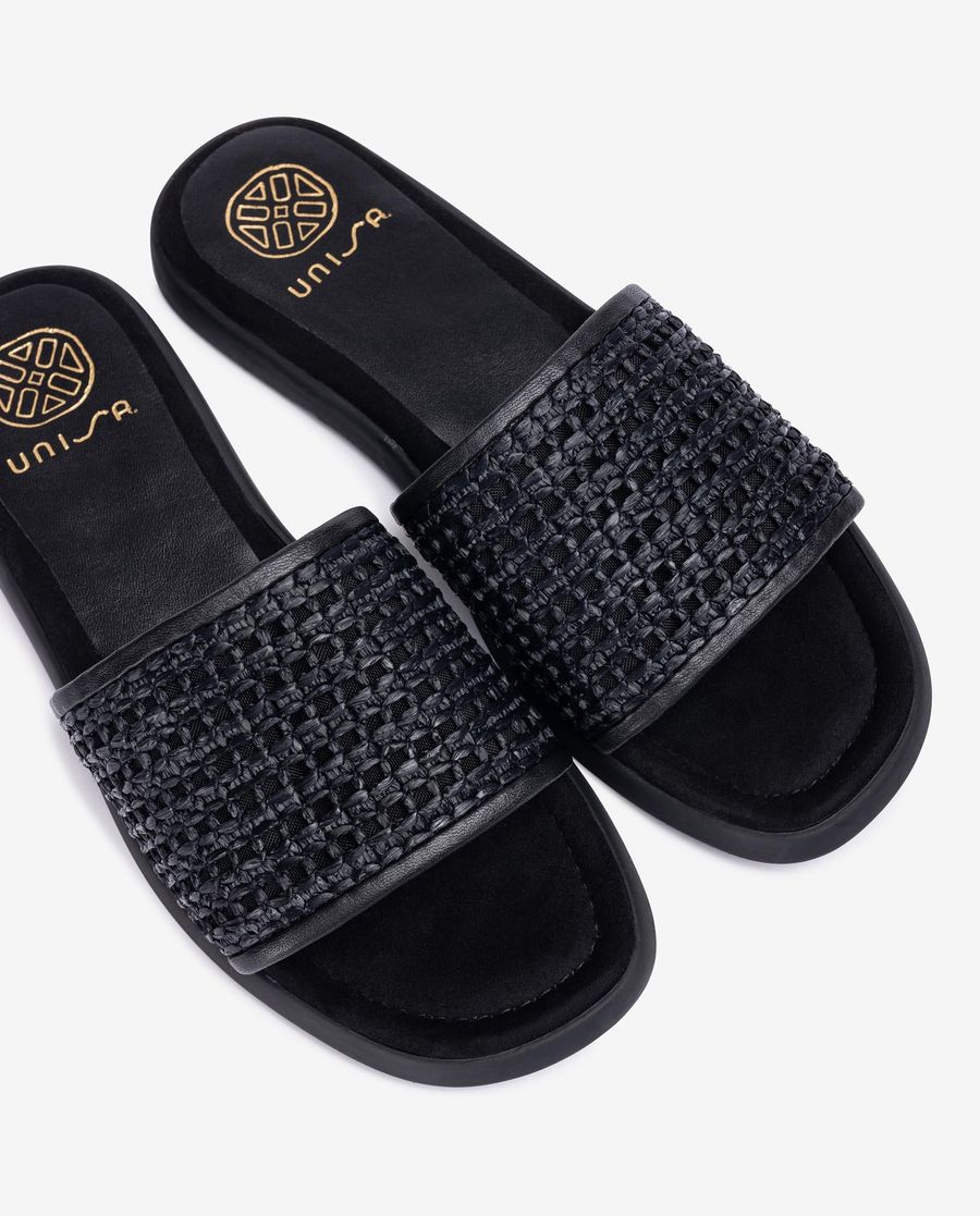 Sandales à tige en raphia Unisa pour femme - Noir