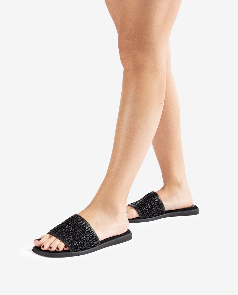 Sandales à tige en raphia Unisa pour femme - Noir