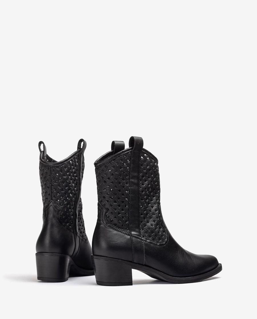 Botte cowboy Unisa avec détails perforés - Noir