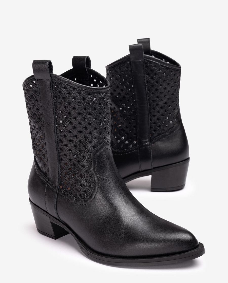 Botte cowboy Unisa avec détails perforés - Noir