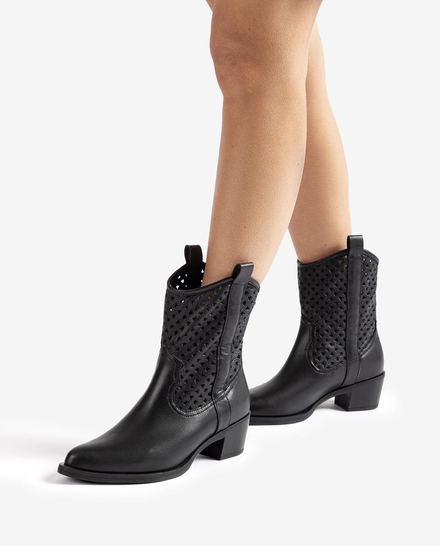 Botte cowboy Unisa avec détails perforés - Noir