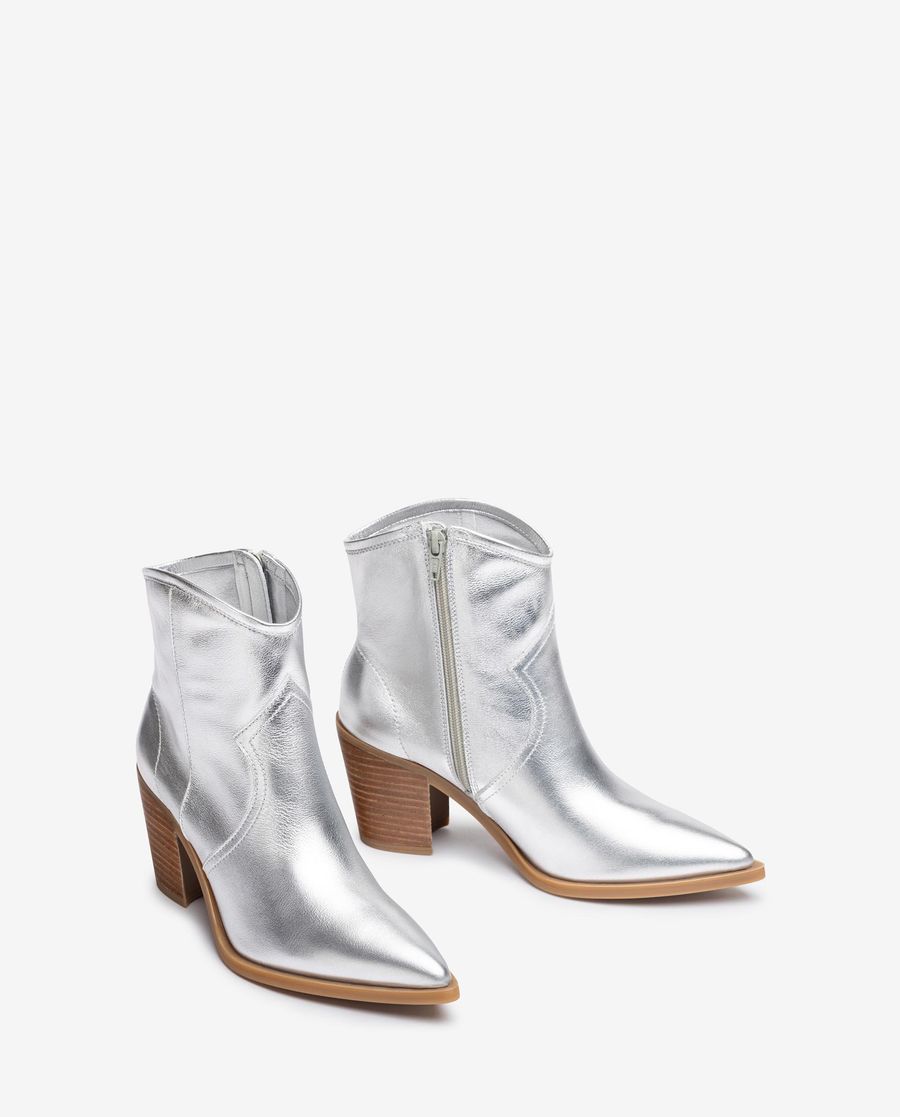Unisa Bottines style cowboy non doublées pour femme - Argenté