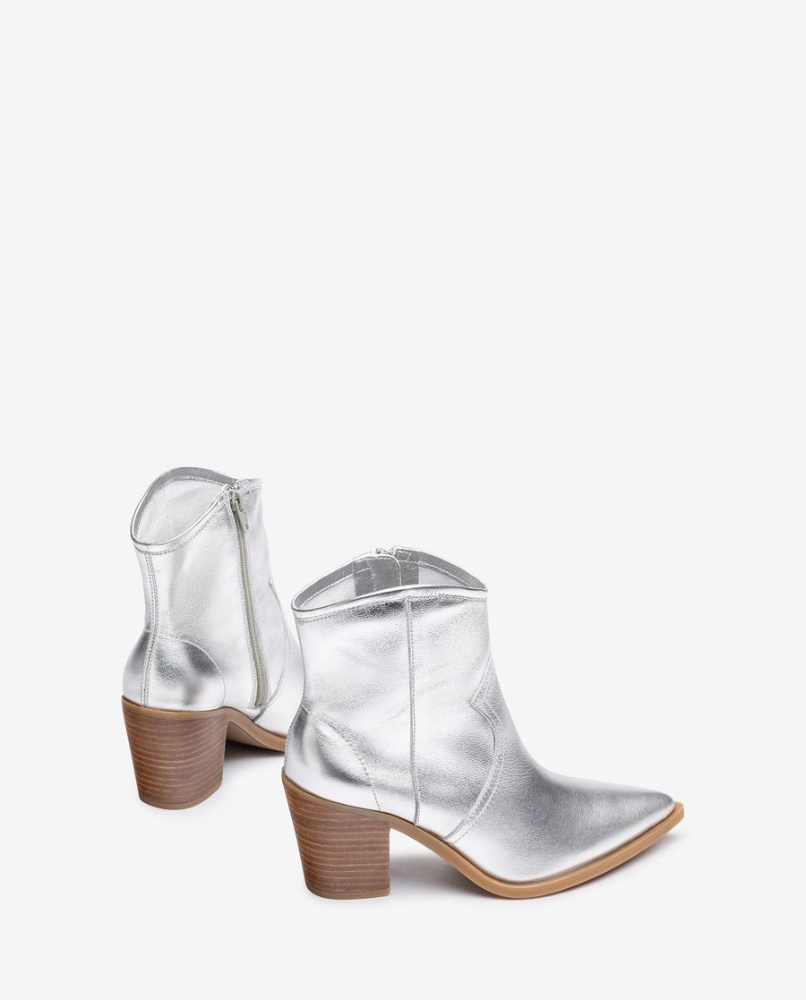 Unisa Bottines style cowboy non doublées pour femme - Argenté
