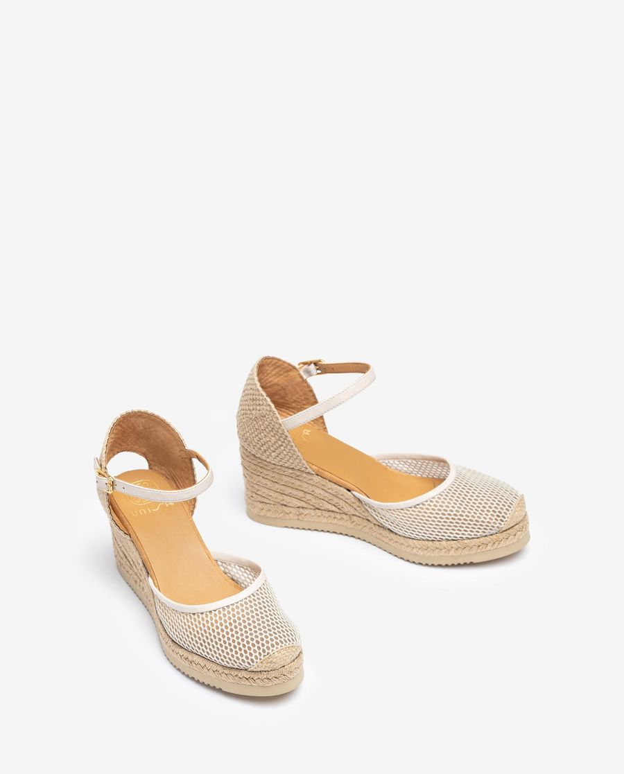 Espadrilles en résille et cuir Unisa pour femme - Blanc