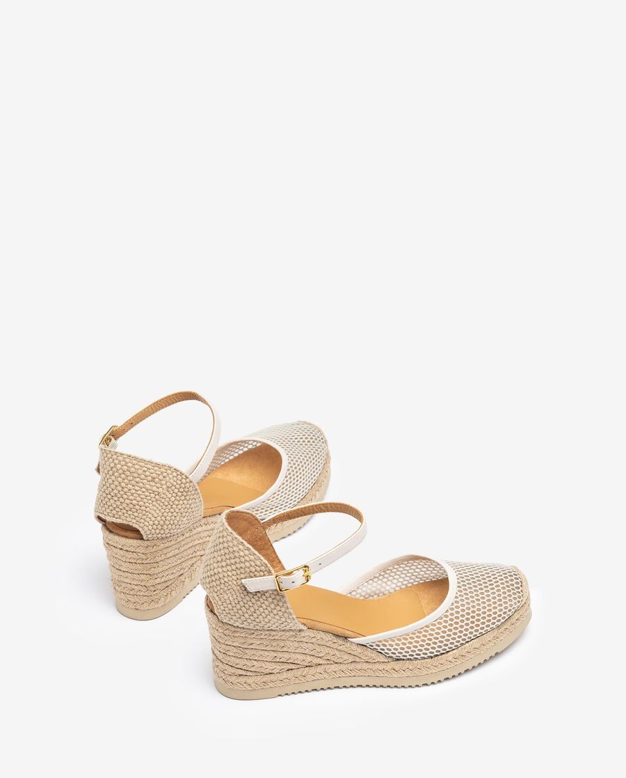 Espadrilles en résille et cuir Unisa pour femme - Blanc