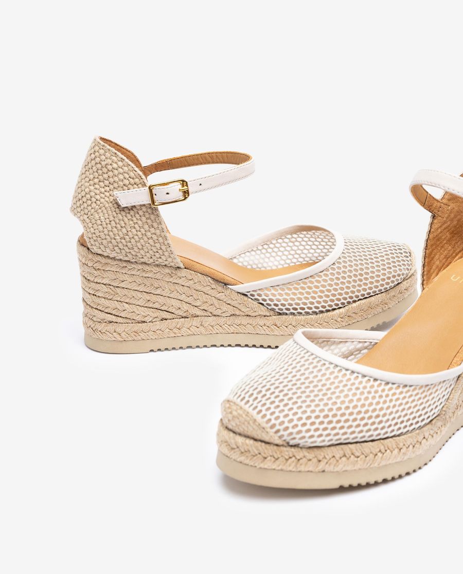 Espadrilles en résille et cuir Unisa pour femme - Blanc