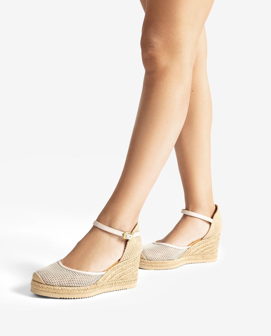 Espadrilles en résille et cuir Unisa pour femme - Blanc