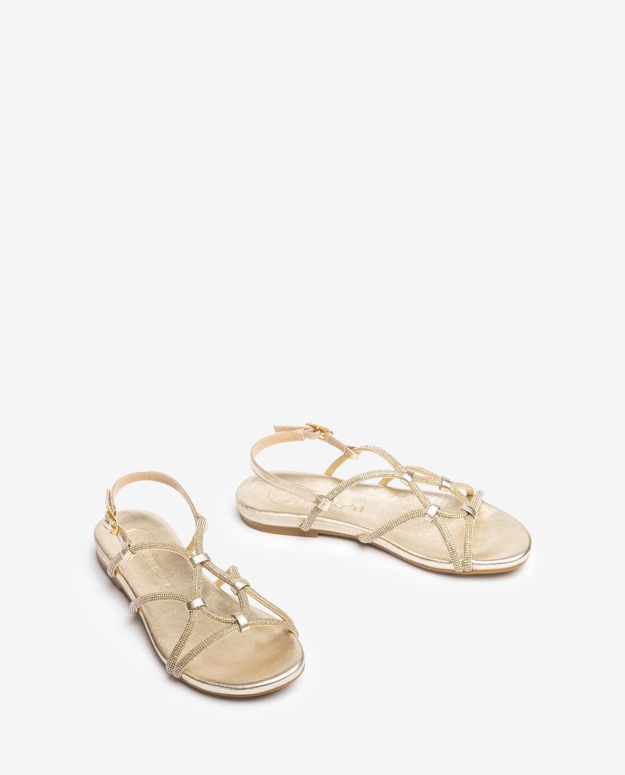 Sandales plates métallisées Unisa pour femme - Doré