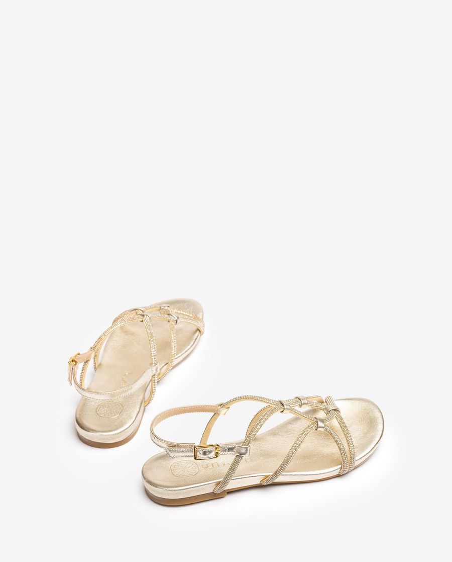 Sandales plates métallisées Unisa pour femme - Doré