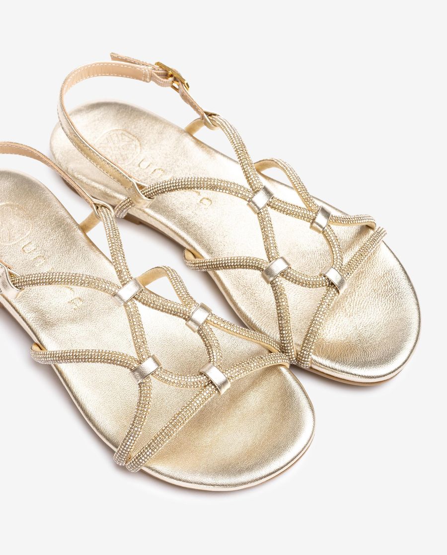 Sandales plates métallisées Unisa pour femme - Doré