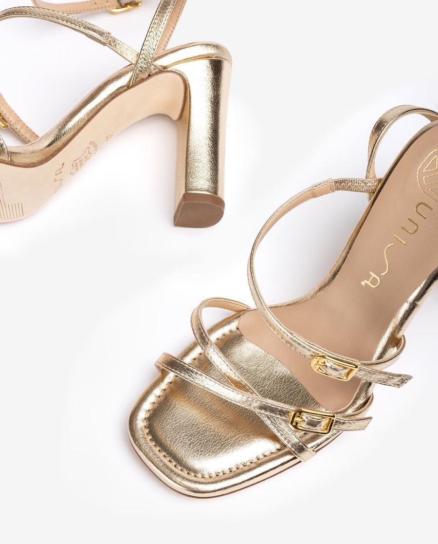 Sandales Unisa à lanières et talons hauts pour femme - Doré