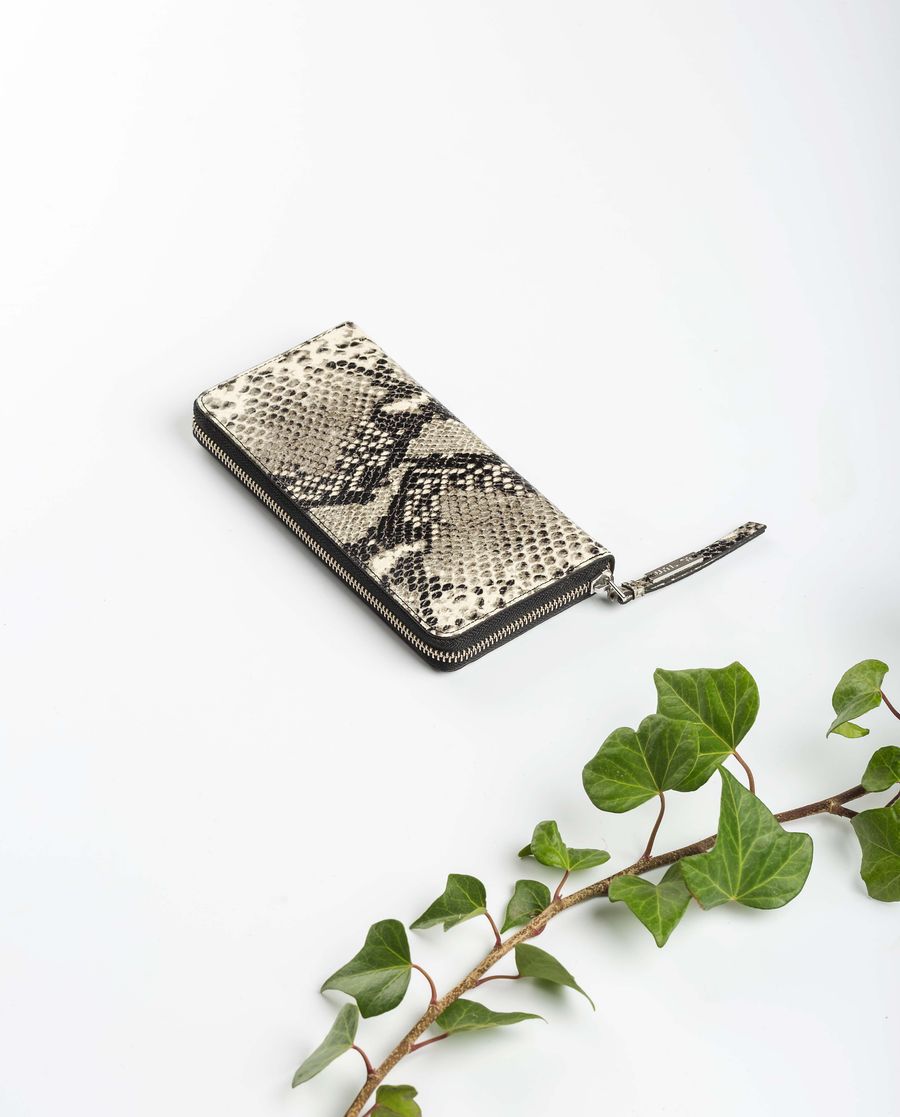 Portefeuille fin en peau de serpent Unisa pour femme - Blanc