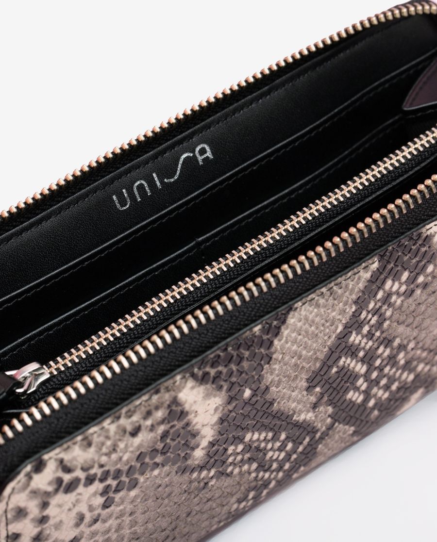 Portefeuille fin en peau de serpent Unisa pour femme - Blanc