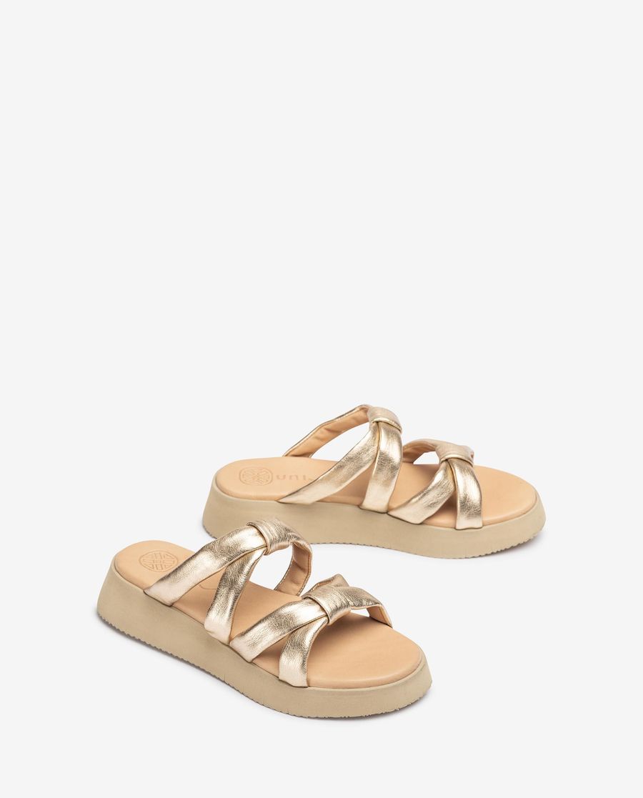 Sandales Unisa à brides rembourrées pour femme - Doré