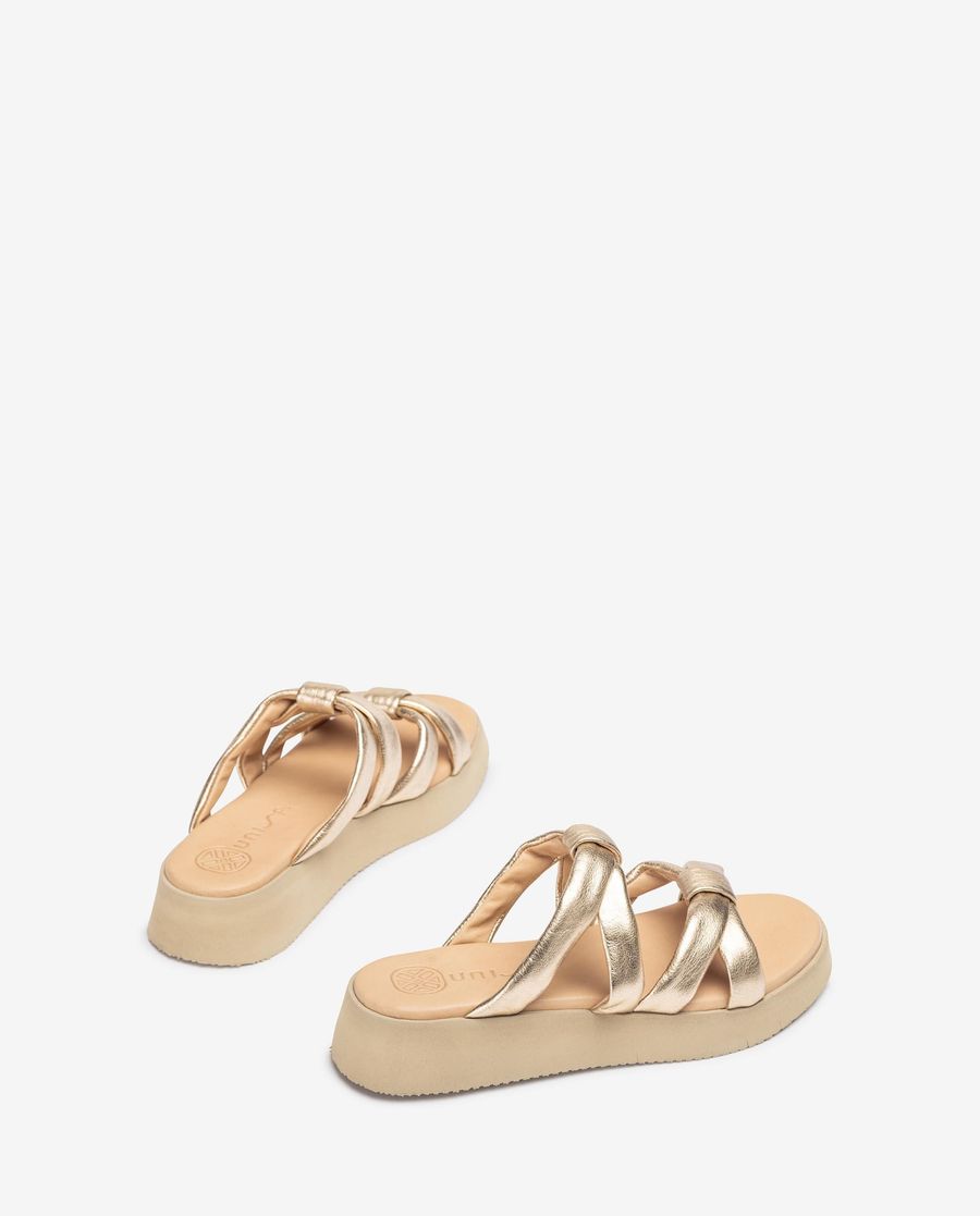 Sandales Unisa à brides rembourrées pour femme - Doré
