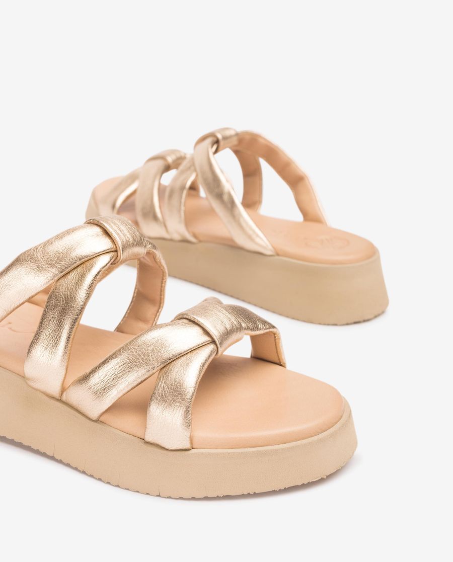 Sandales Unisa à brides rembourrées pour femme - Doré