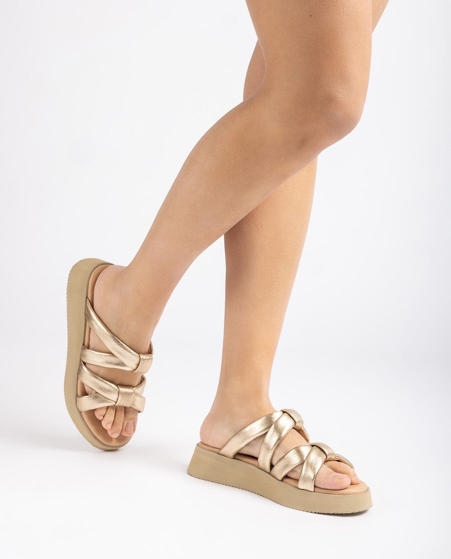 Sandales Unisa à brides rembourrées pour femme - Doré