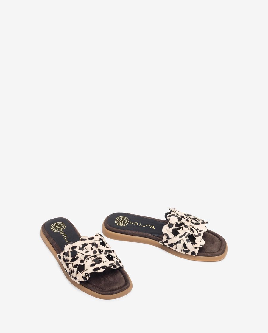 Sandales plates Unisa pour femme avec tige géométrique - Beige