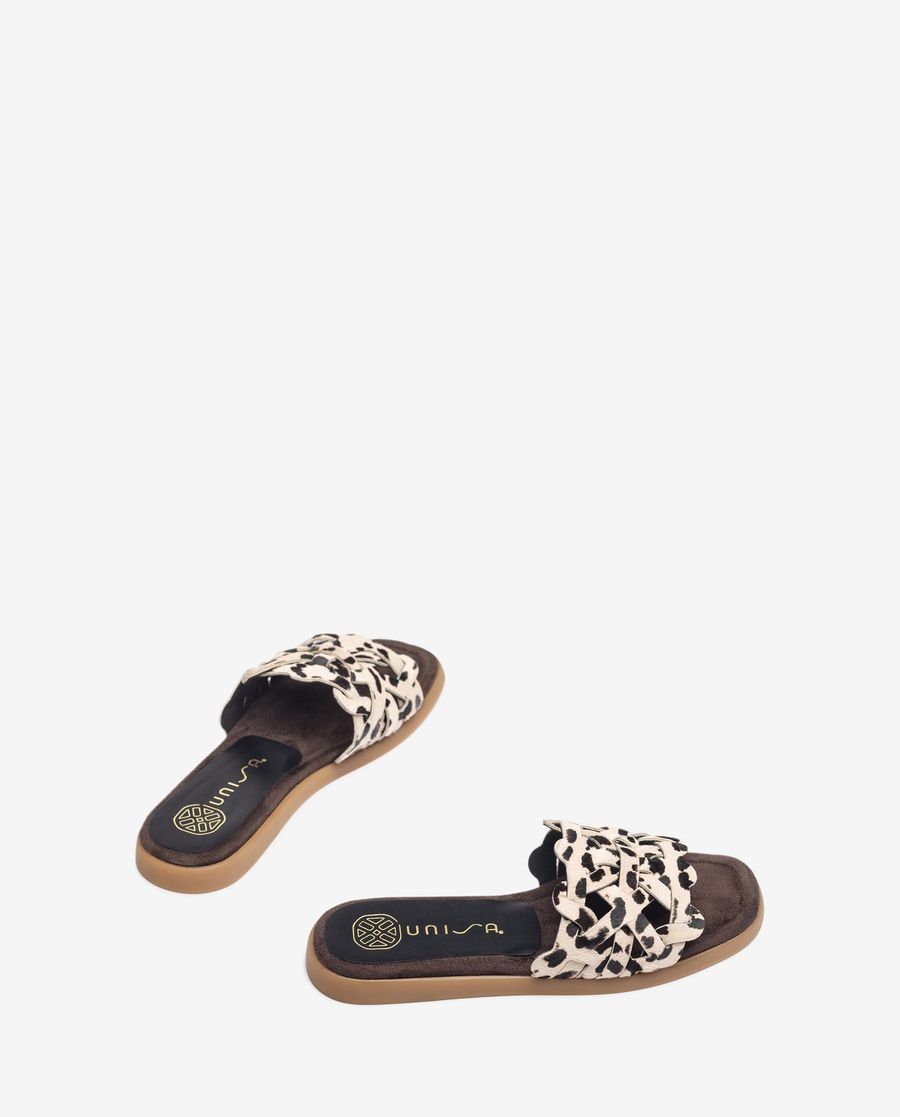 Sandales plates Unisa pour femme avec tige géométrique - Beige