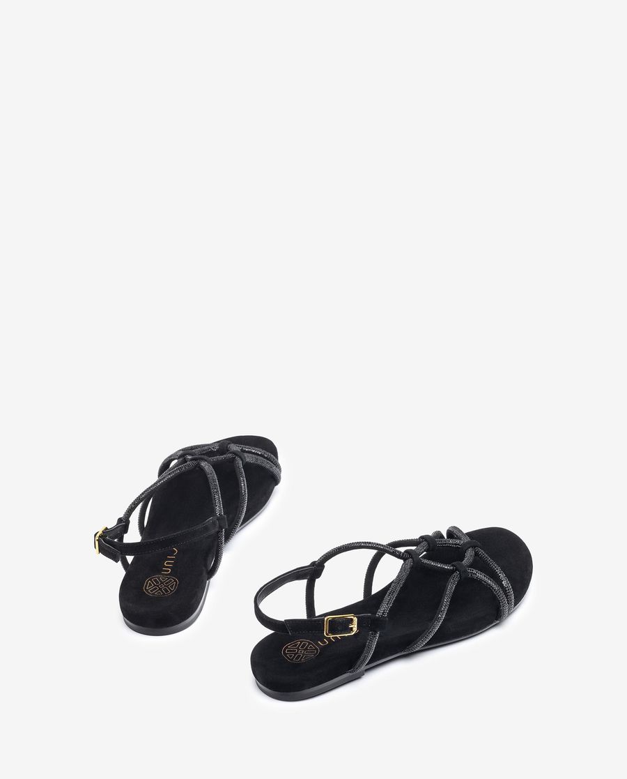 Sandales plates en daim Unisa - Noir