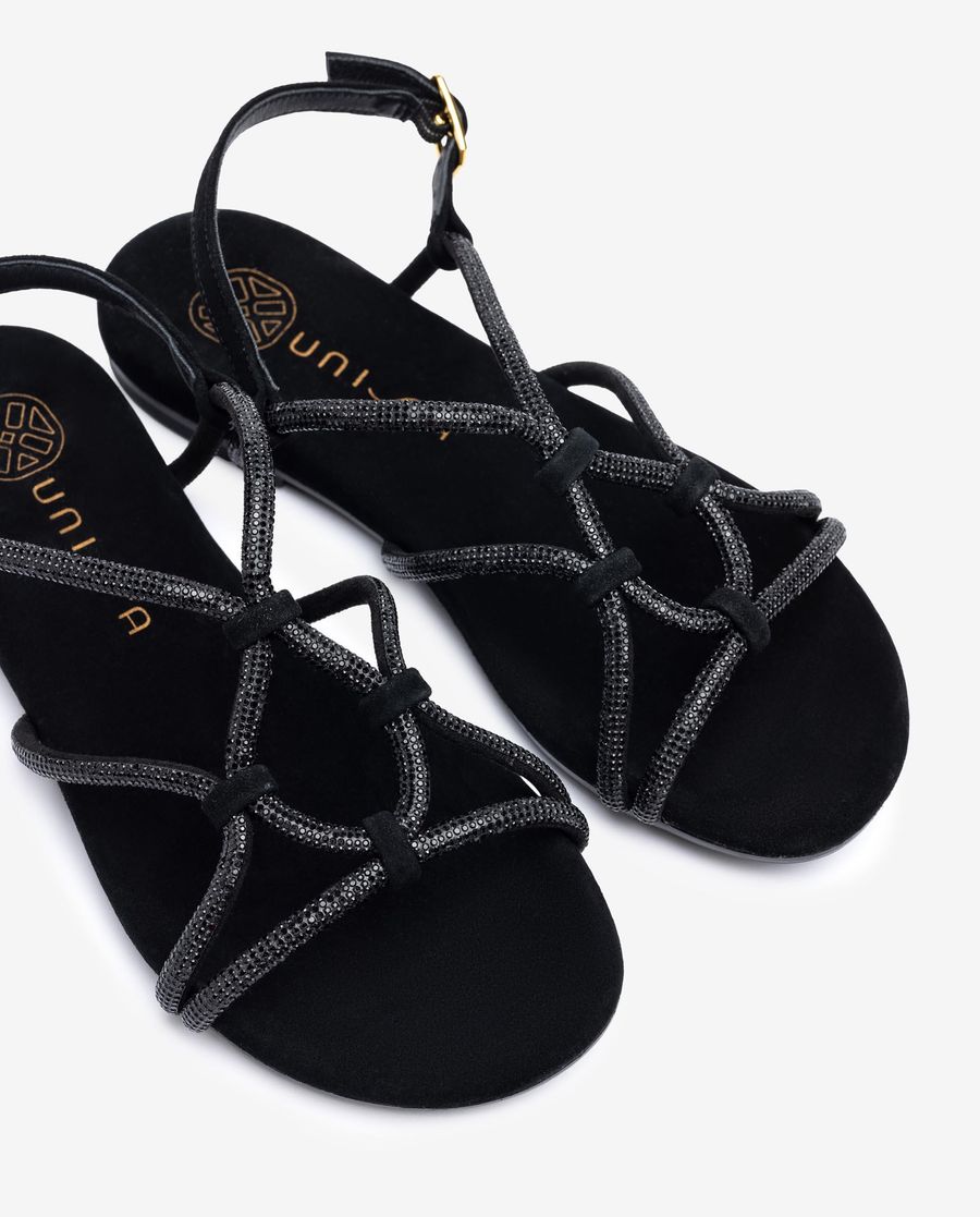 Sandales plates en daim Unisa - Noir