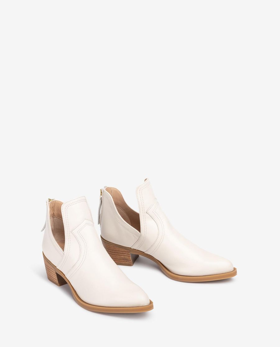 Bottines cowboy découpées Unisa pour femme - Blanc
