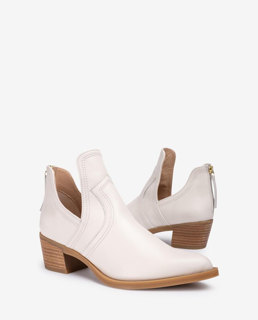 Bottines cowboy découpées Unisa pour femme - Blanc
