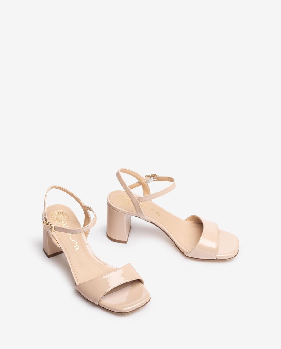 Sandales en cuir verni Unisa pour femme - Beige