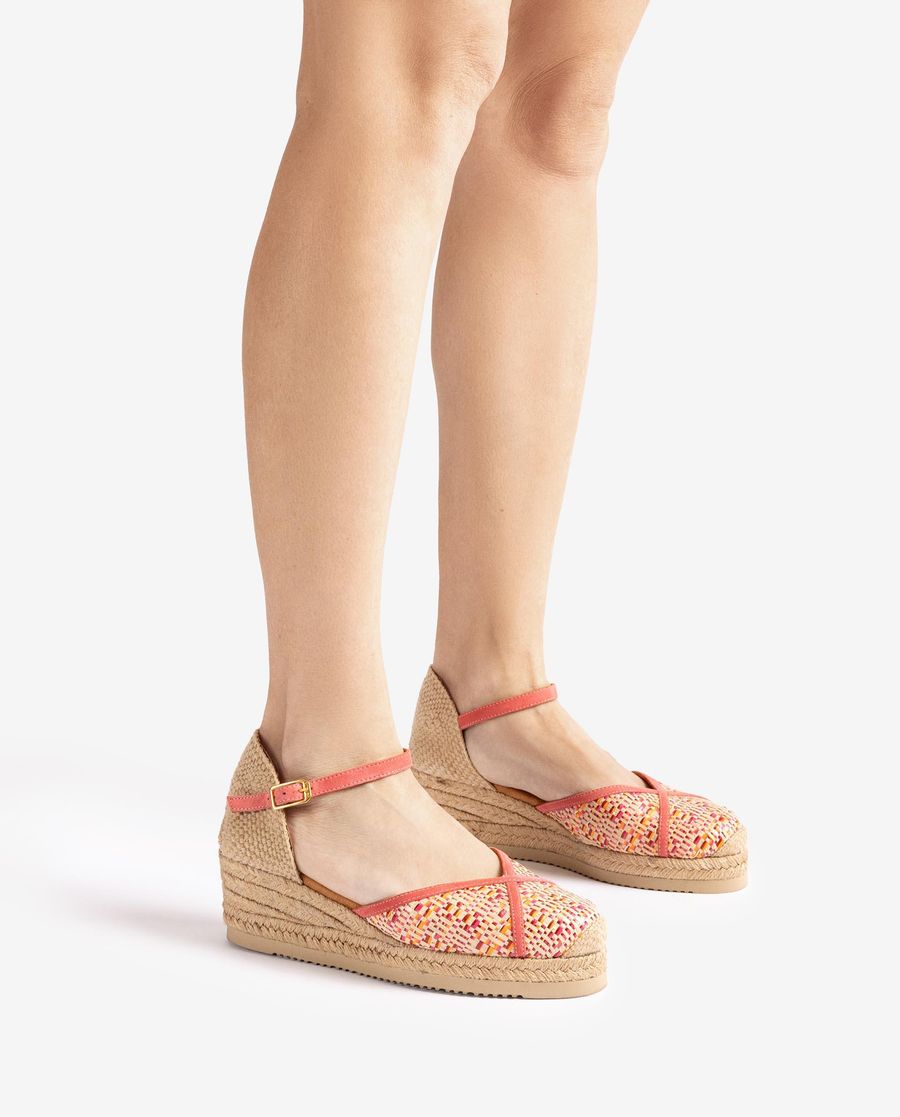 Espadrilles Unisa Femme avec tige en raphia - Rouge