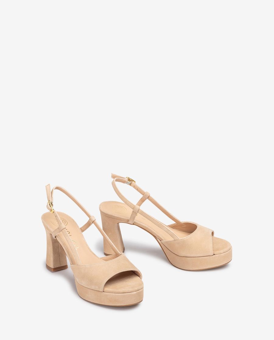 Sandales compensées à bride arrière Unisa pour femme - Beige