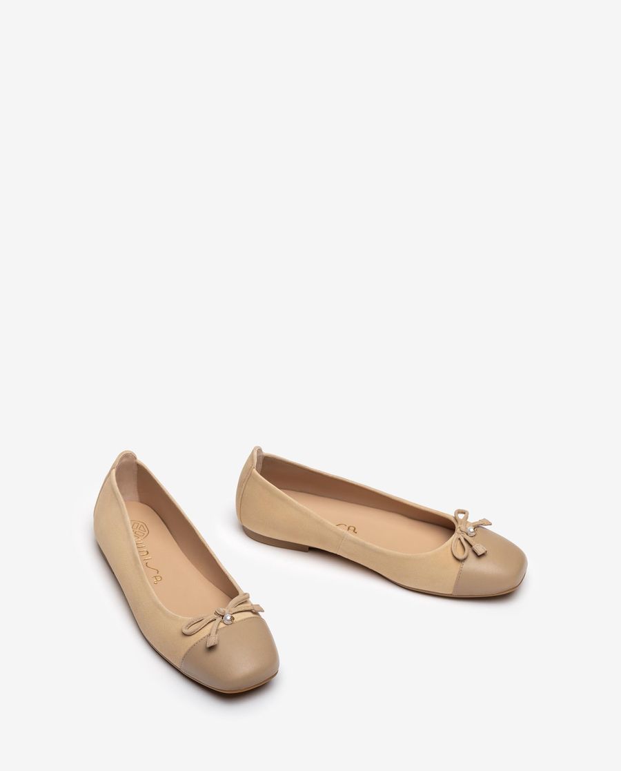 Ballerines à bout carré contrasté Unisa Femme - Beige
