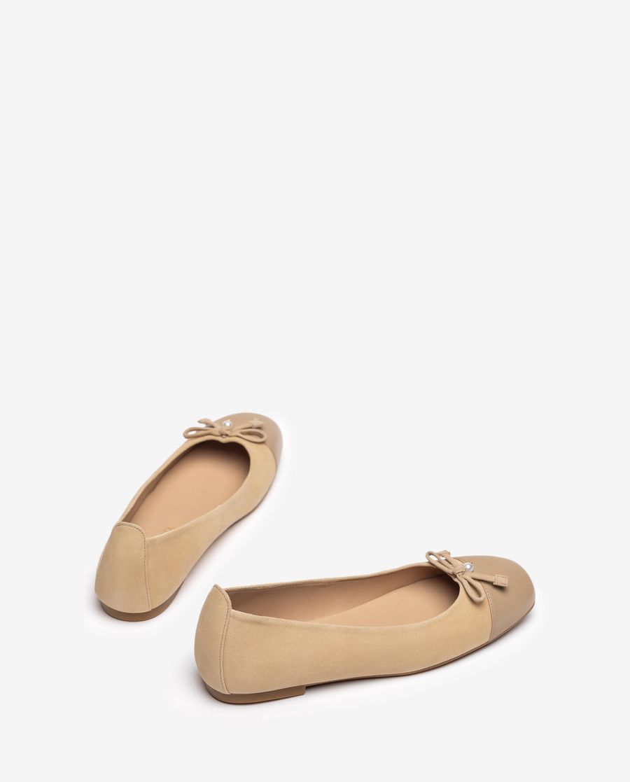 Ballerines à bout carré contrasté Unisa Femme - Beige