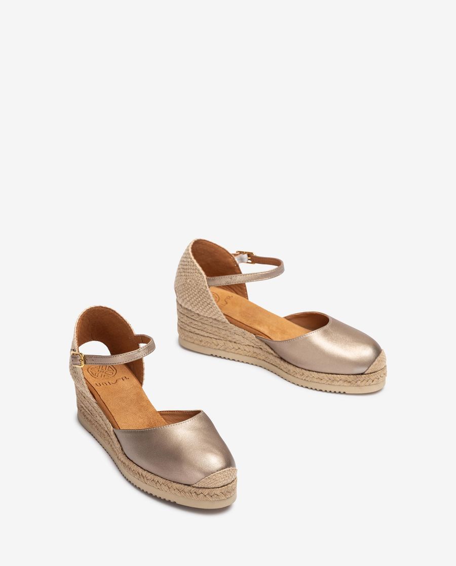 Espadrilles compensées métalliques Unisa Femme - Bronze