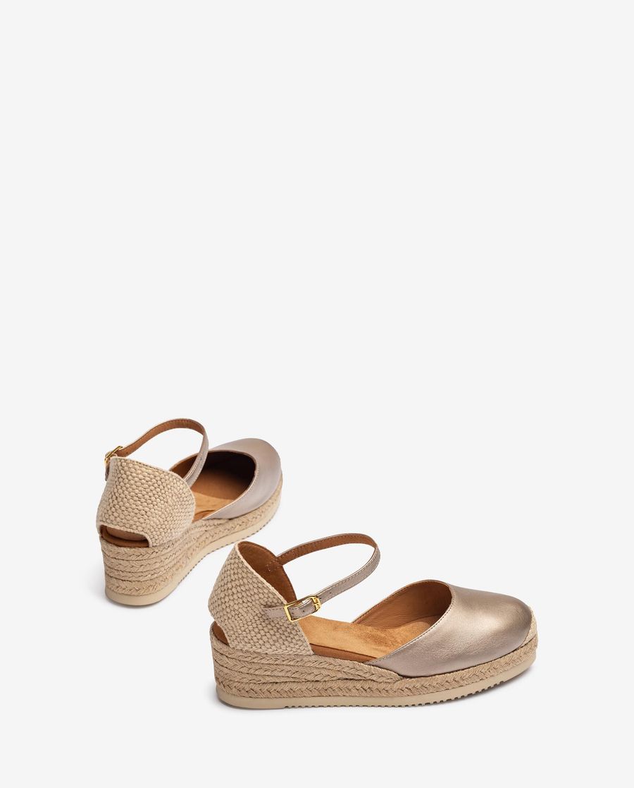 Espadrilles compensées métalliques Unisa Femme - Bronze