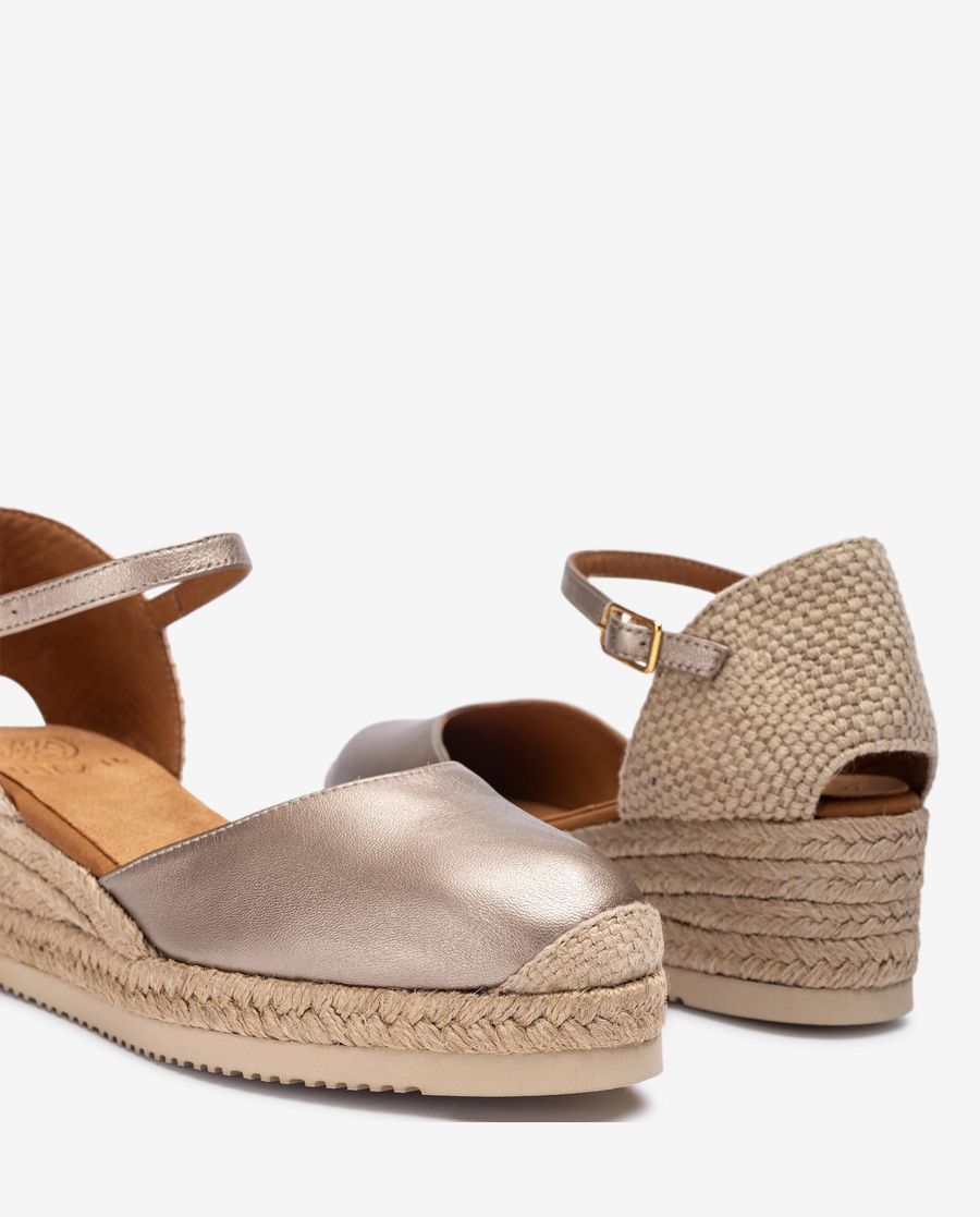 Espadrilles compensées métalliques Unisa Femme - Bronze