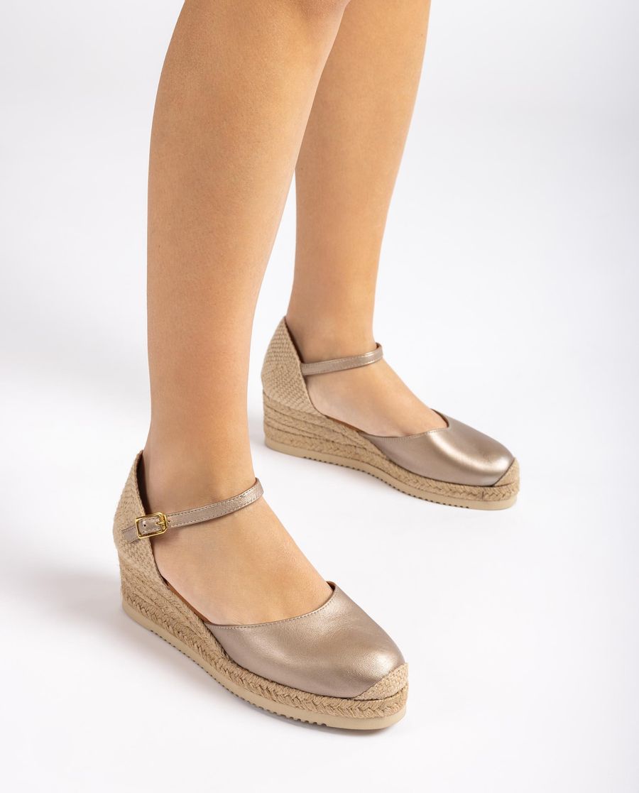 Espadrilles compensées métalliques Unisa Femme - Bronze