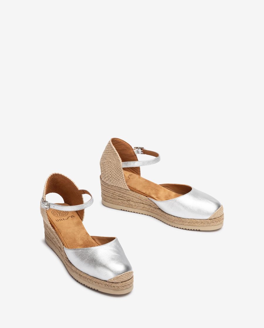 Espadrilles compensées métalliques Unisa pour femme - Argenté