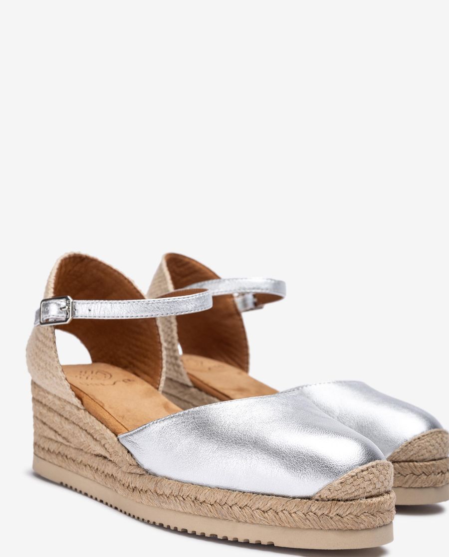 Espadrilles compensées métalliques Unisa pour femme - Argenté