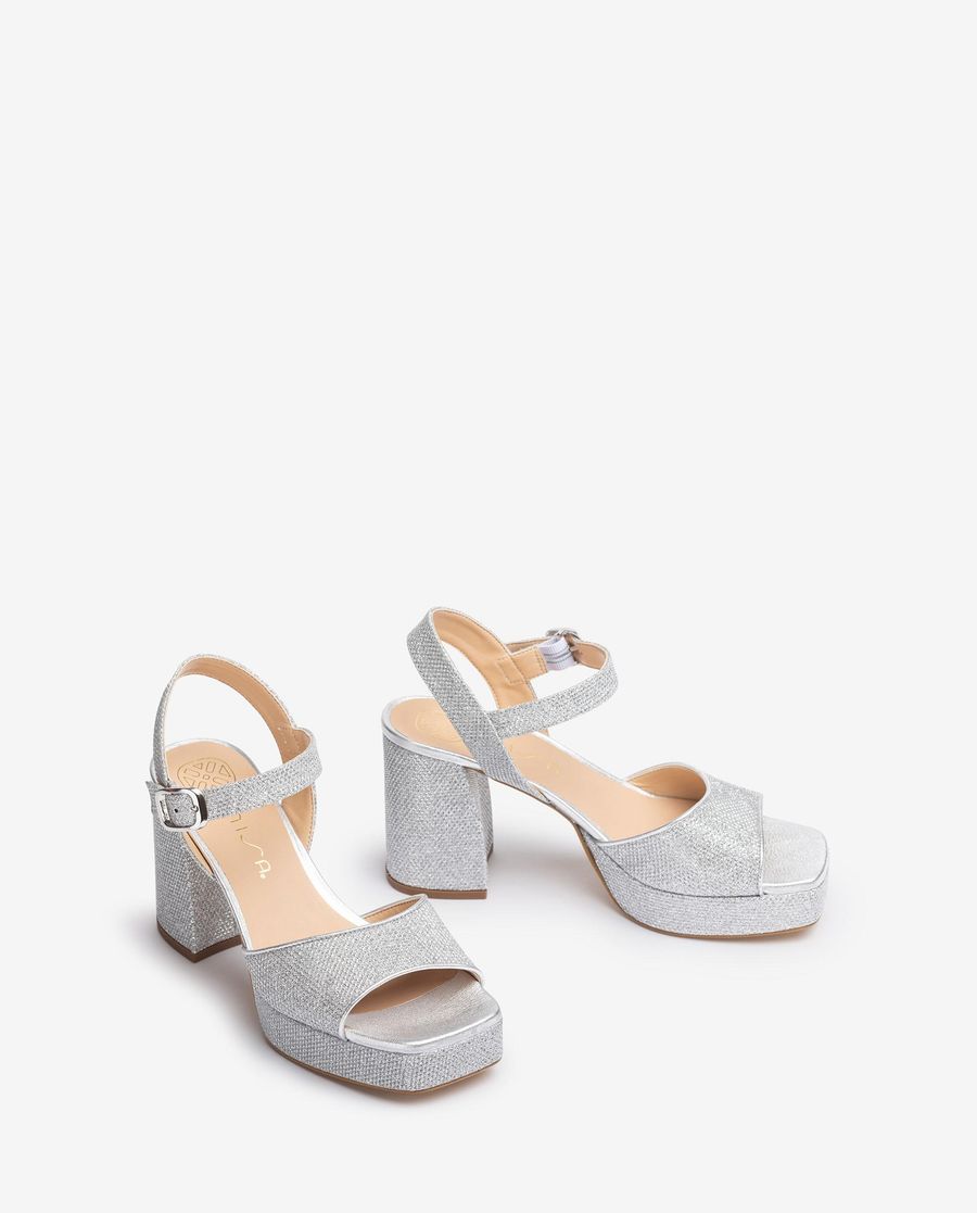Sandales à talon moyen Unisa pour femme - Argent