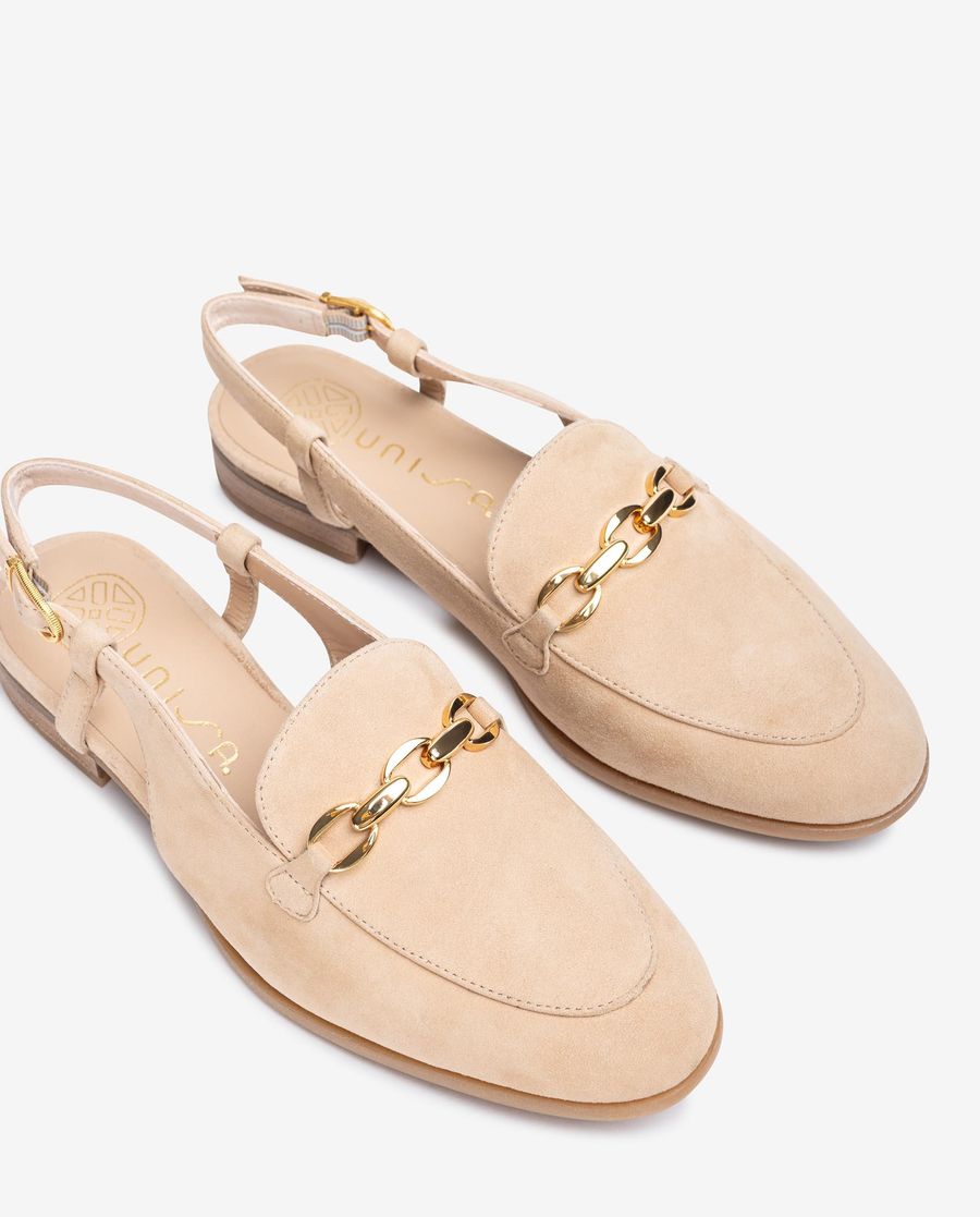 Mocassin plat Unisa femme à bride arrière - Beige