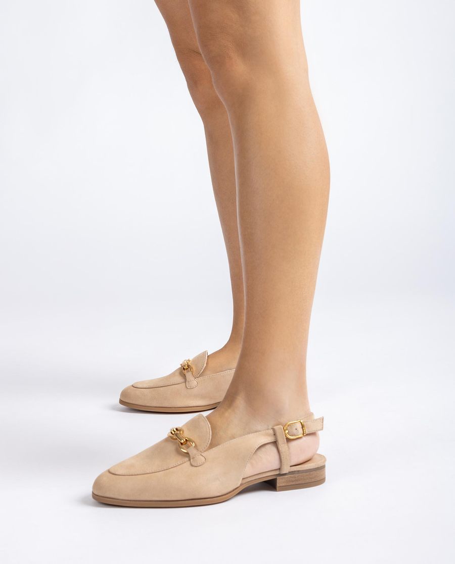 Mocassin plat Unisa femme à bride arrière - Beige