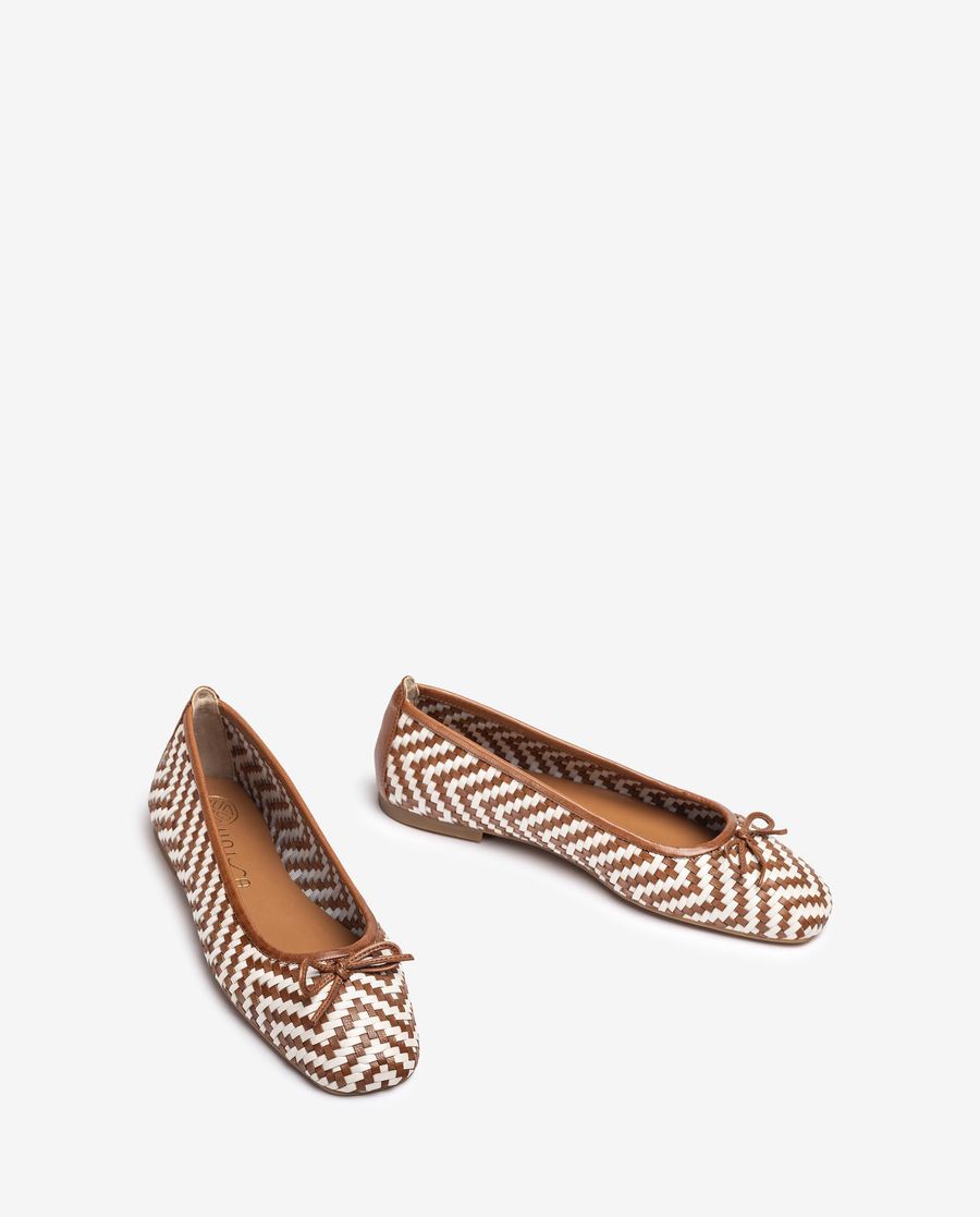 Ballerine Unisa Femme en cuir tressé - Blanc