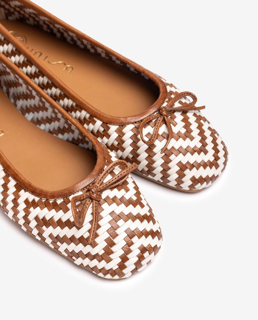 Ballerine Unisa Femme en cuir tressé - Blanc