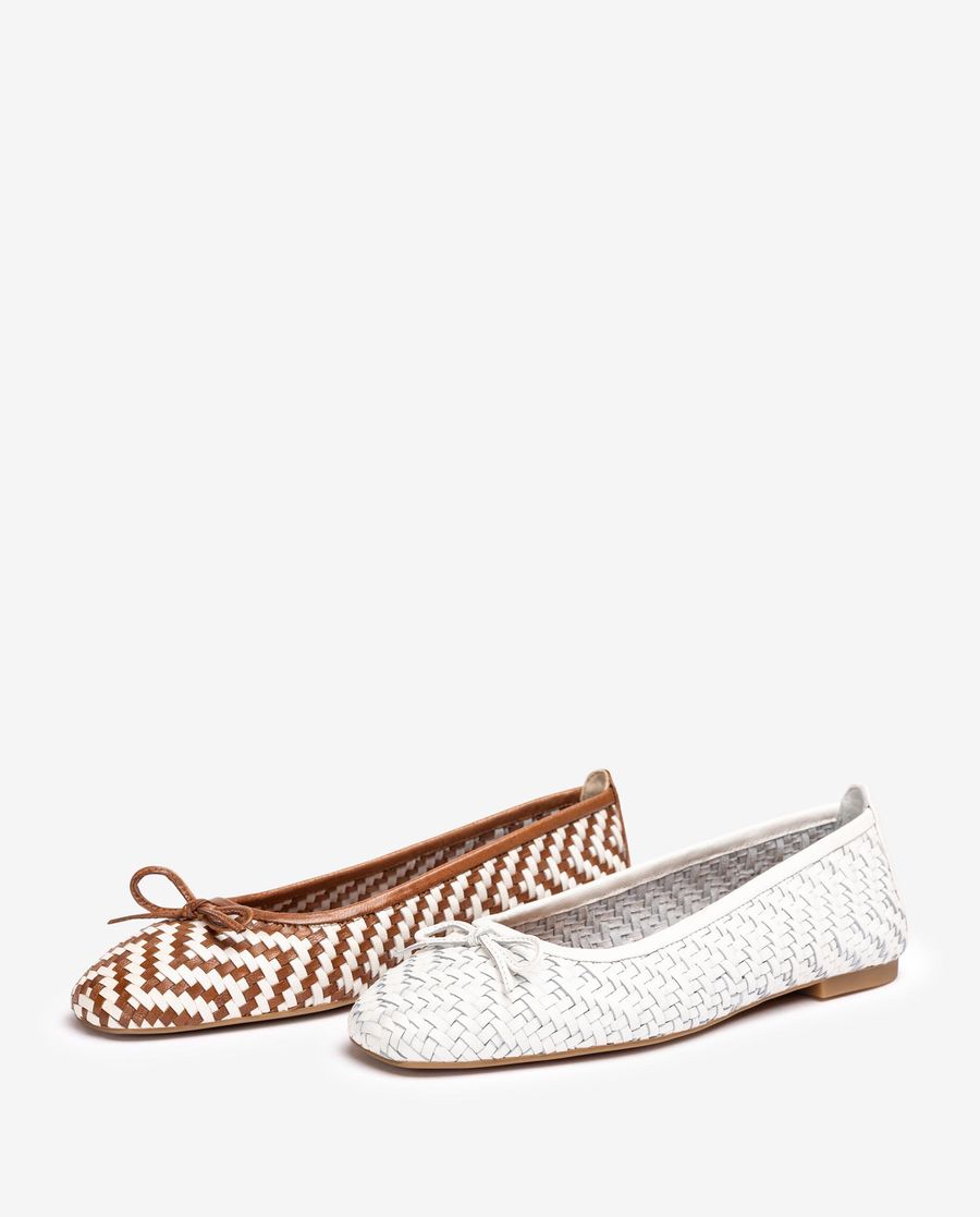 Ballerine Unisa Femme en cuir tressé - Blanc