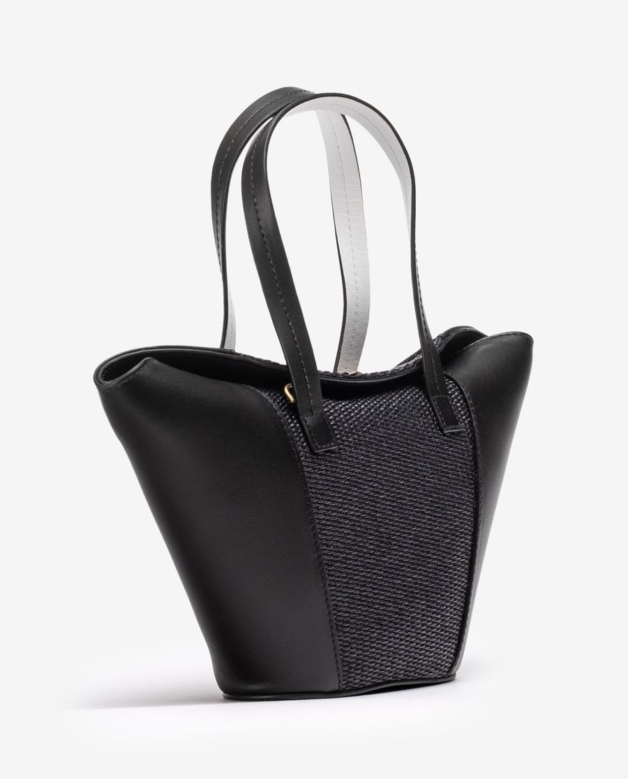 Petit sac Unisa en cuir et raphia pour femme - Noir
