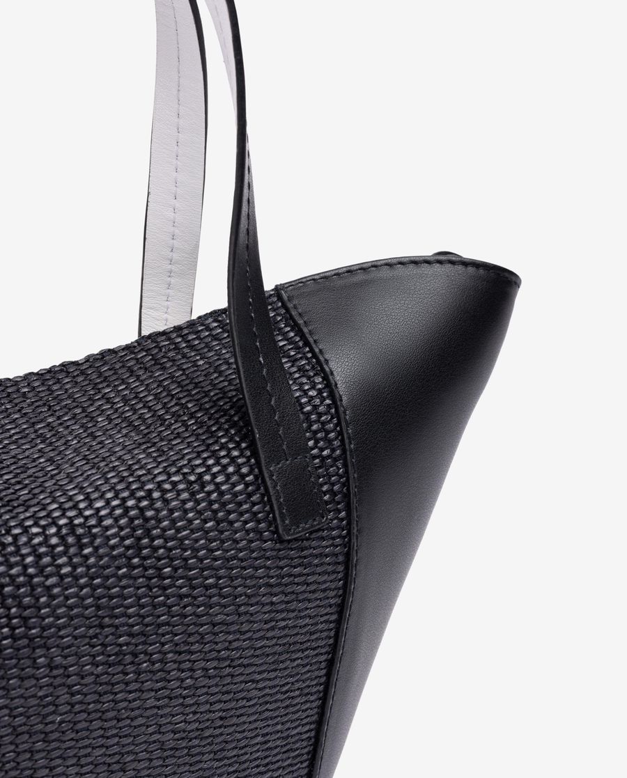 Petit sac Unisa en cuir et raphia pour femme - Noir