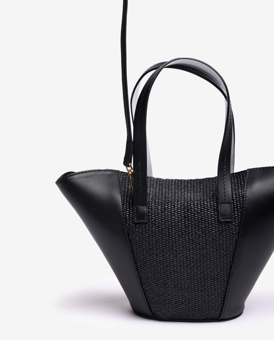 Petit sac Unisa en cuir et raphia pour femme - Noir